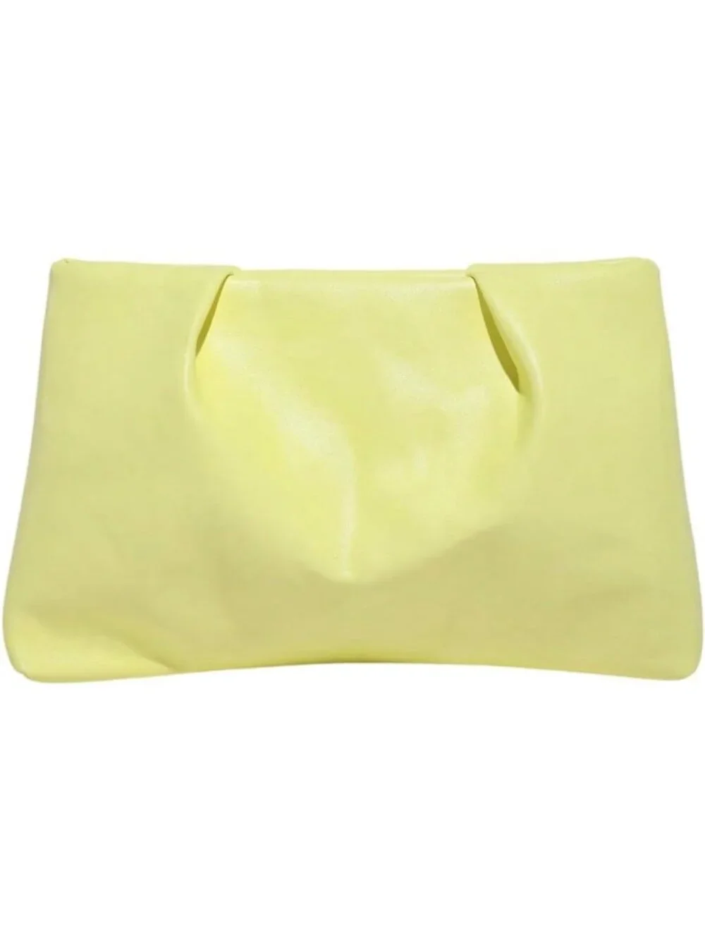 👜Women's Yellow PU Leather Clutch Purses Small Zipper Elegant Ruched Handbag